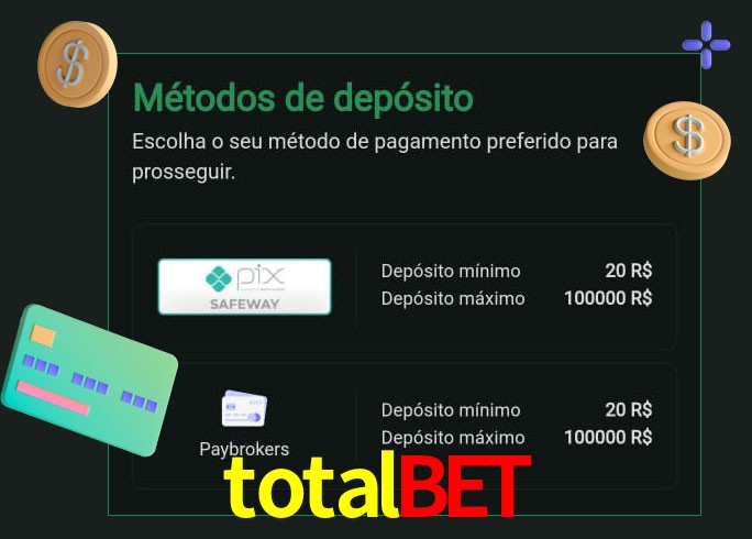O cassino totalbet oferece uma grande variedade de métodos de pagamento